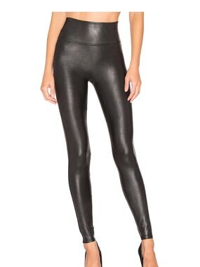 SPANX High-Waist Faux Leather Leggings - Black